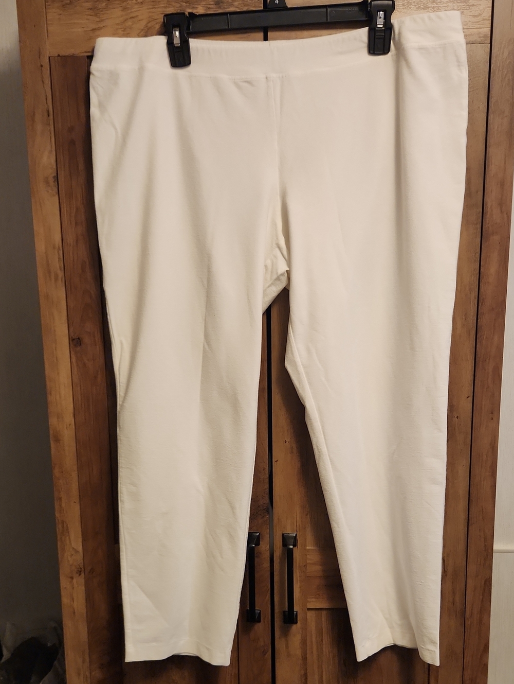 Eileen Fisher Cream White Plus Size Ankle-Length Ponte Pants